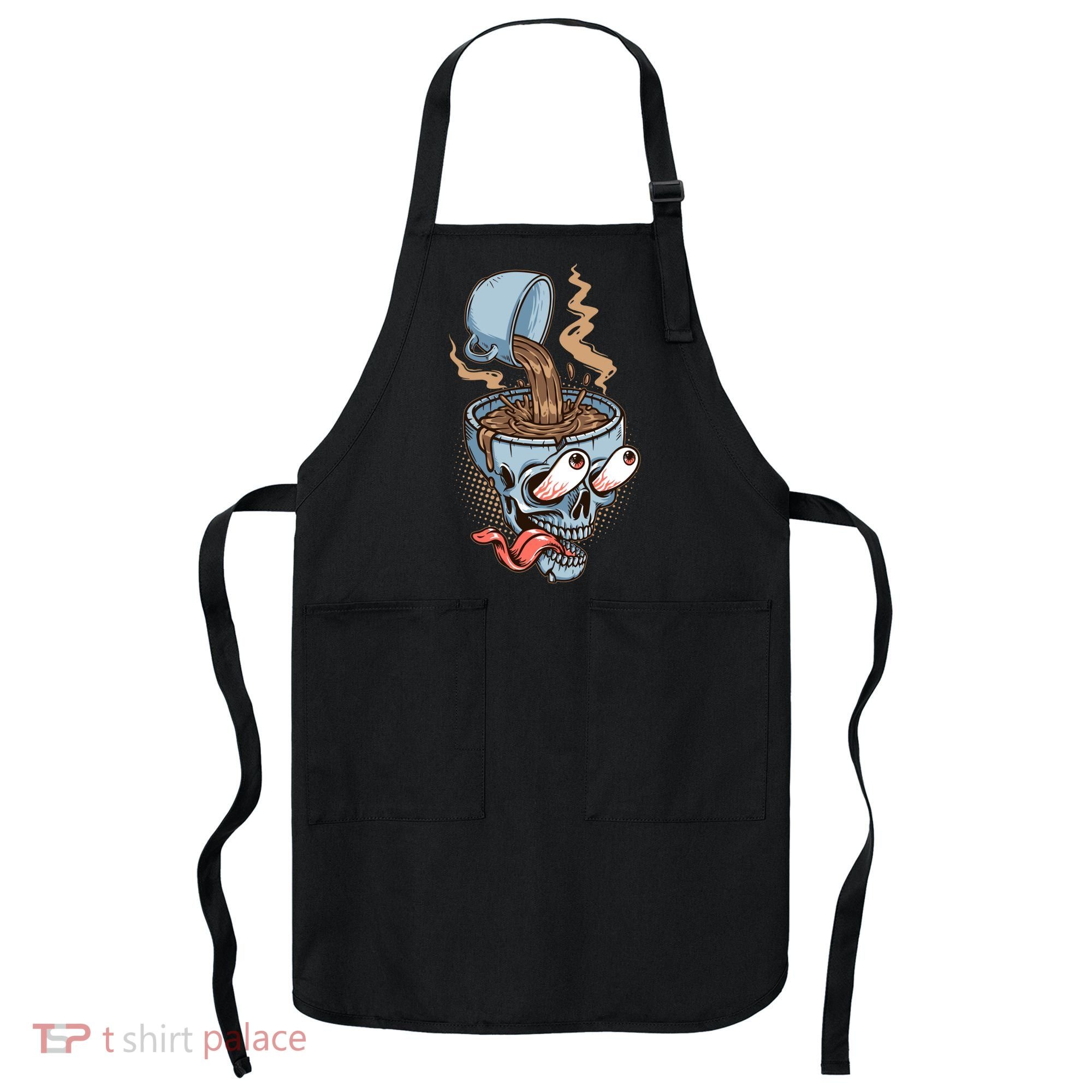 Funny Coffee Lover Addict Skull Apron