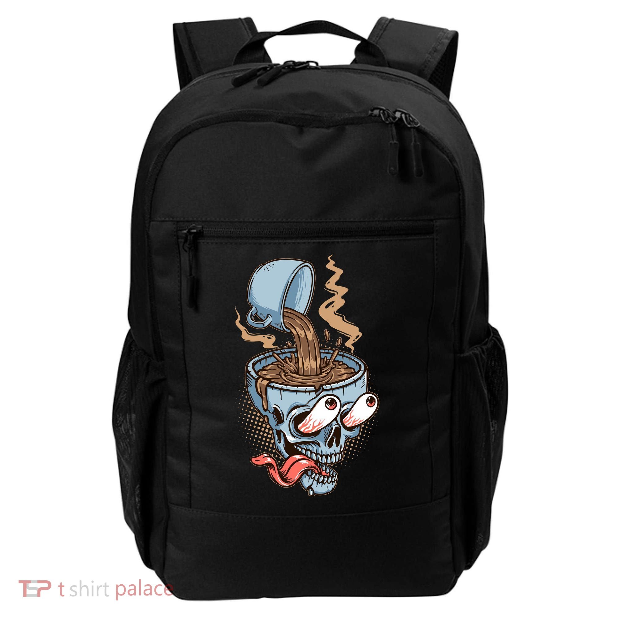 Funny Coffee Lover Addict Skull Backpack