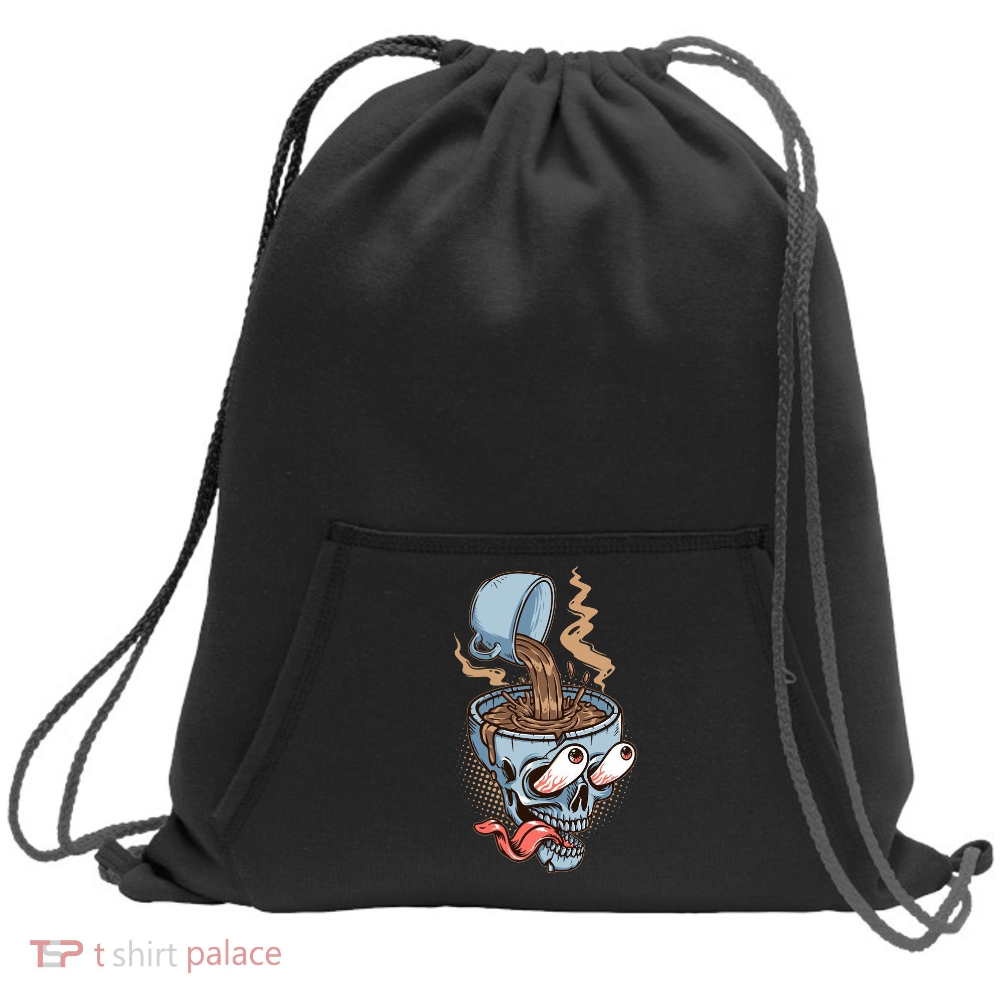 Funny Coffee Lover Addict Skull Sweatshirt Cinch Pack Bag