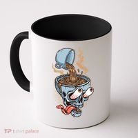 Funny Coffee Lover Addict Skull Coffee Mug thumb 0