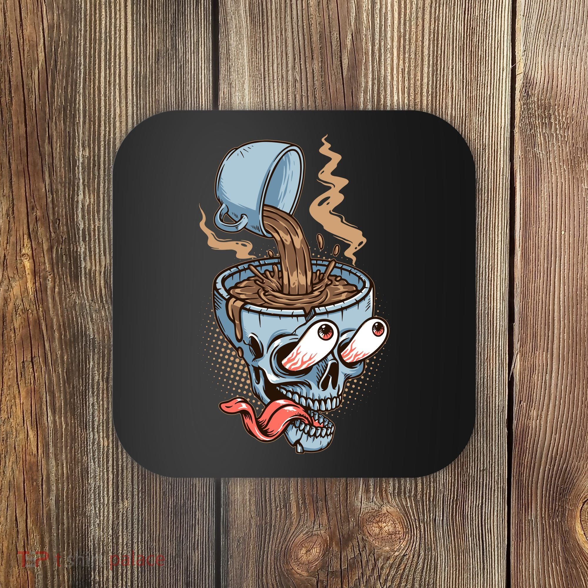 Funny Coffee Lover Addict Skull Coaster