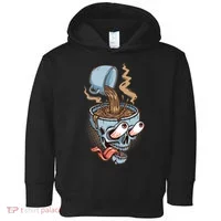 Funny Coffee Lover Addict Skull Toddler Hoodie thumb 0
