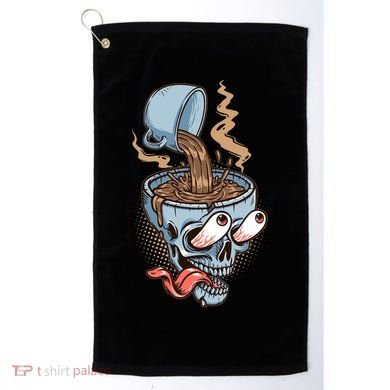 Funny Coffee Lover Addict Skull Golf Towel