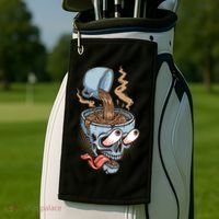 Funny Coffee Lover Addict Skull Golf Towel thumb 2