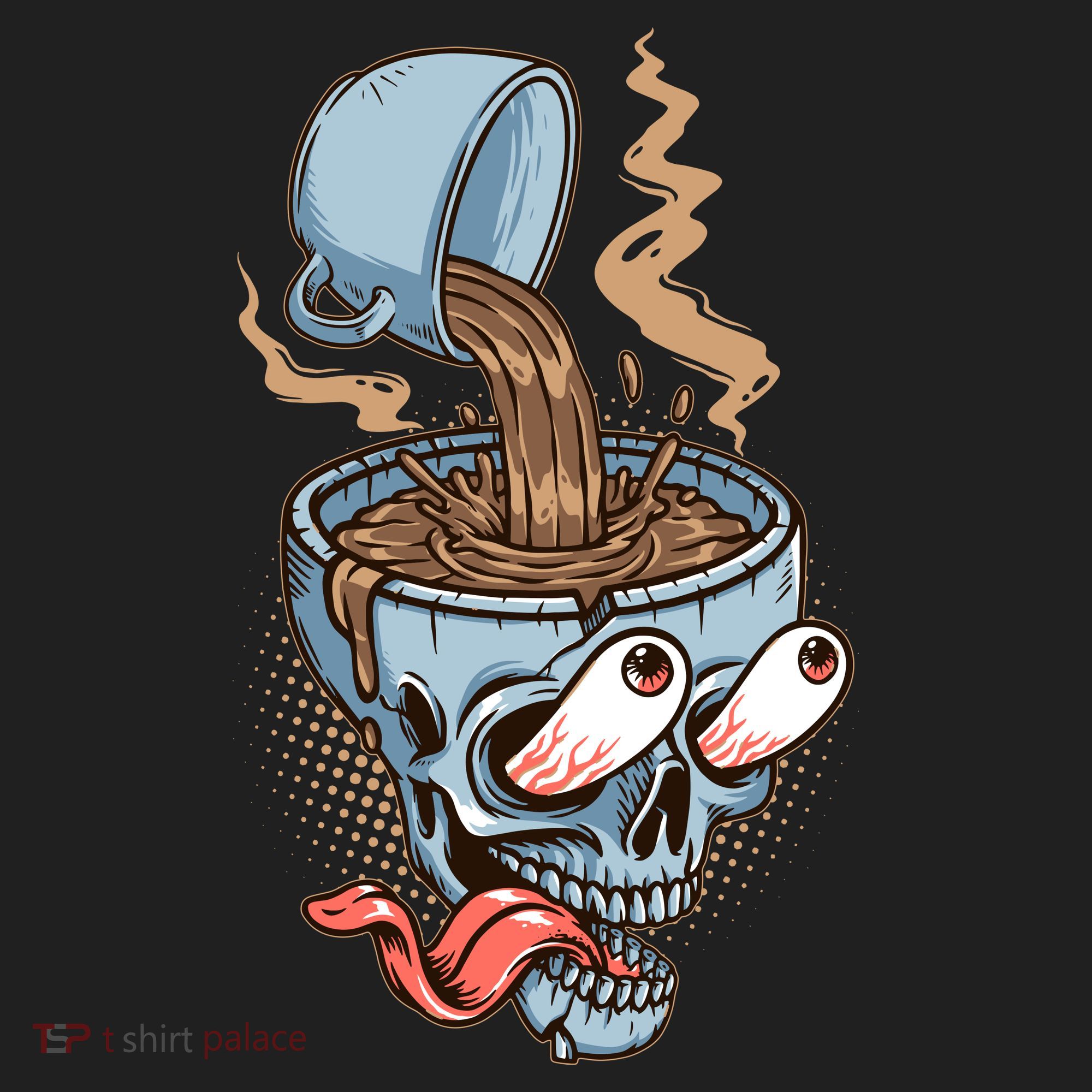 Funny Coffee Lover Addict Skull Golf Towel