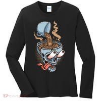 Funny Coffee Lover Addict Skull Women's Long Sleeve Shirt thumb 0