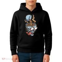 Funny Coffee Lover Addict Skull Kids Hoodie thumb 4