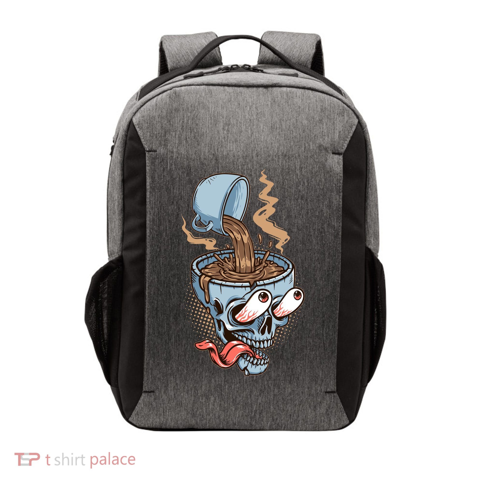 Funny Coffee Lover Addict Skull Vector Backpack