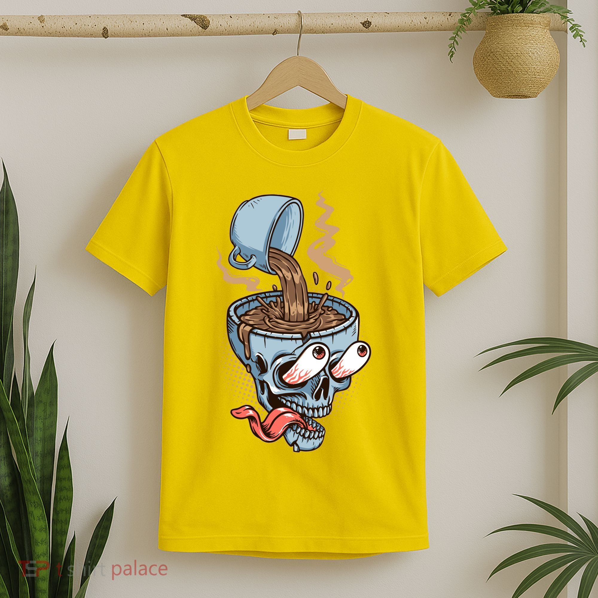 Funny Coffee Lover Addict Skull T-Shirt