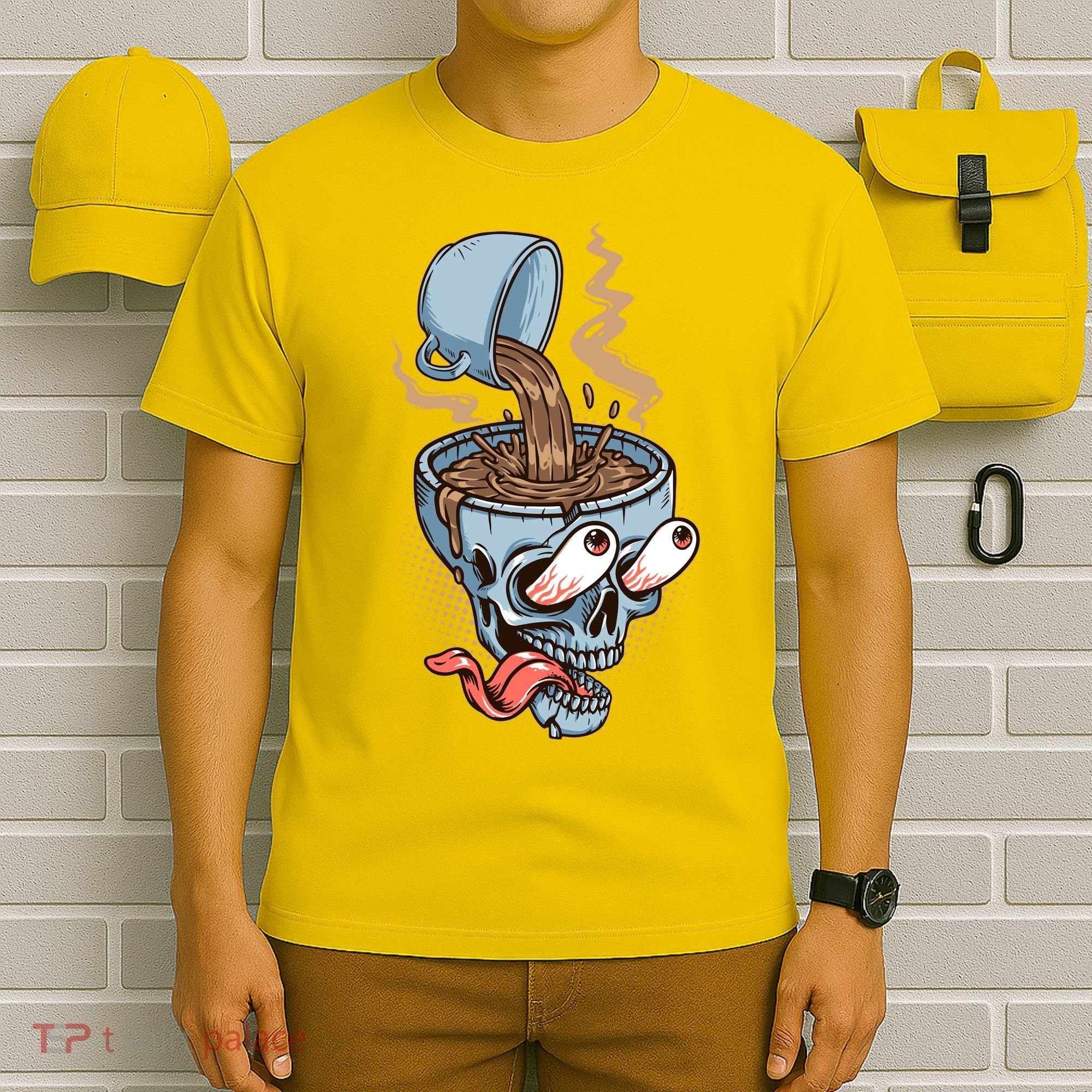 Funny Coffee Lover Addict Skull T-Shirt