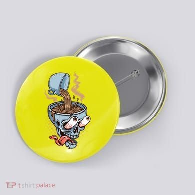 Funny Coffee Lover Addict Skull Button
