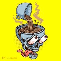 Funny Coffee Lover Addict Skull Button thumb 1