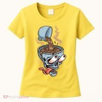 Funny Coffee Lover Addict Skull Women's T-Shirt thumb 0