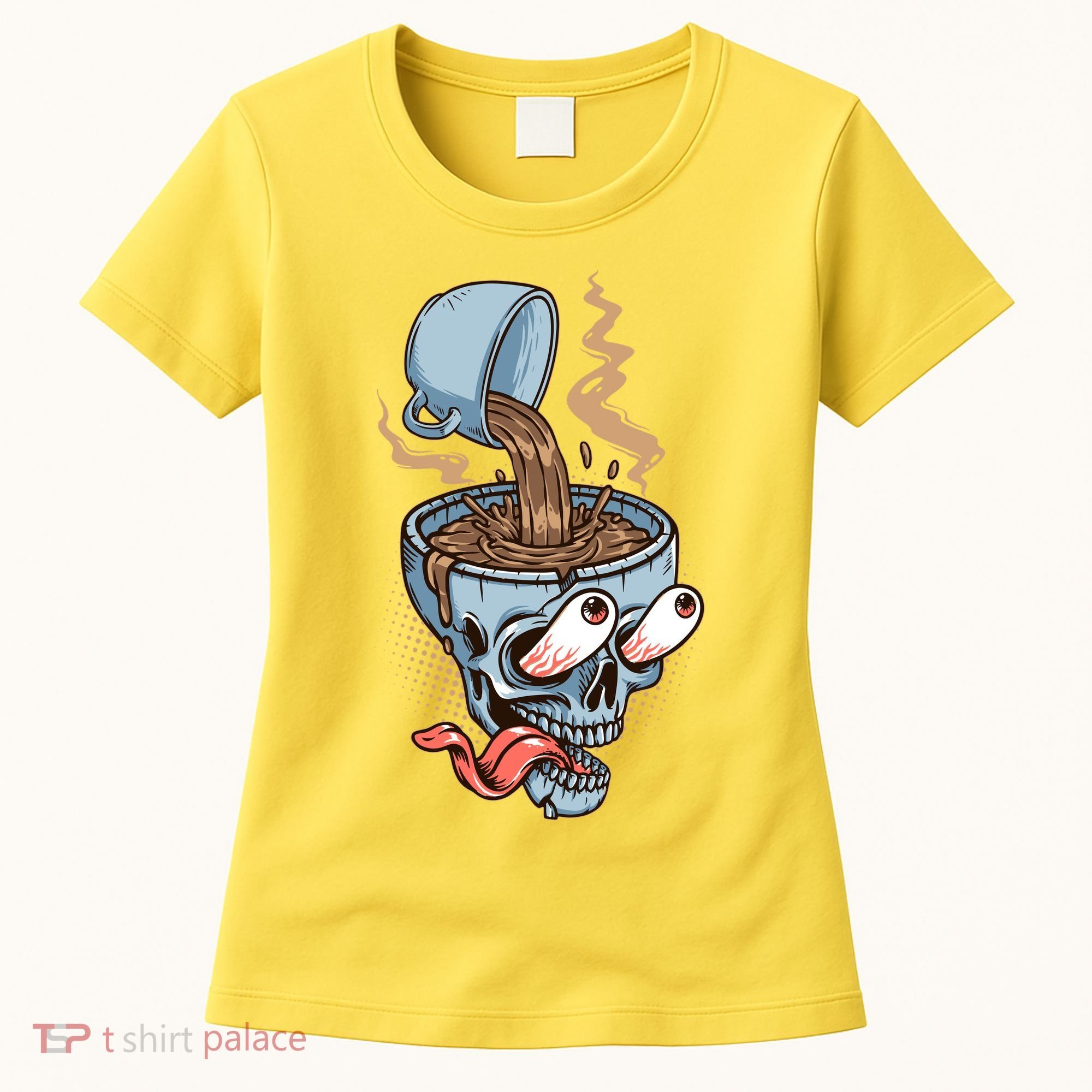 Funny Coffee Lover Addict Skull Women's T-Shirt
