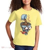 Funny Coffee Lover Addict Skull Kids T-Shirt thumb 2