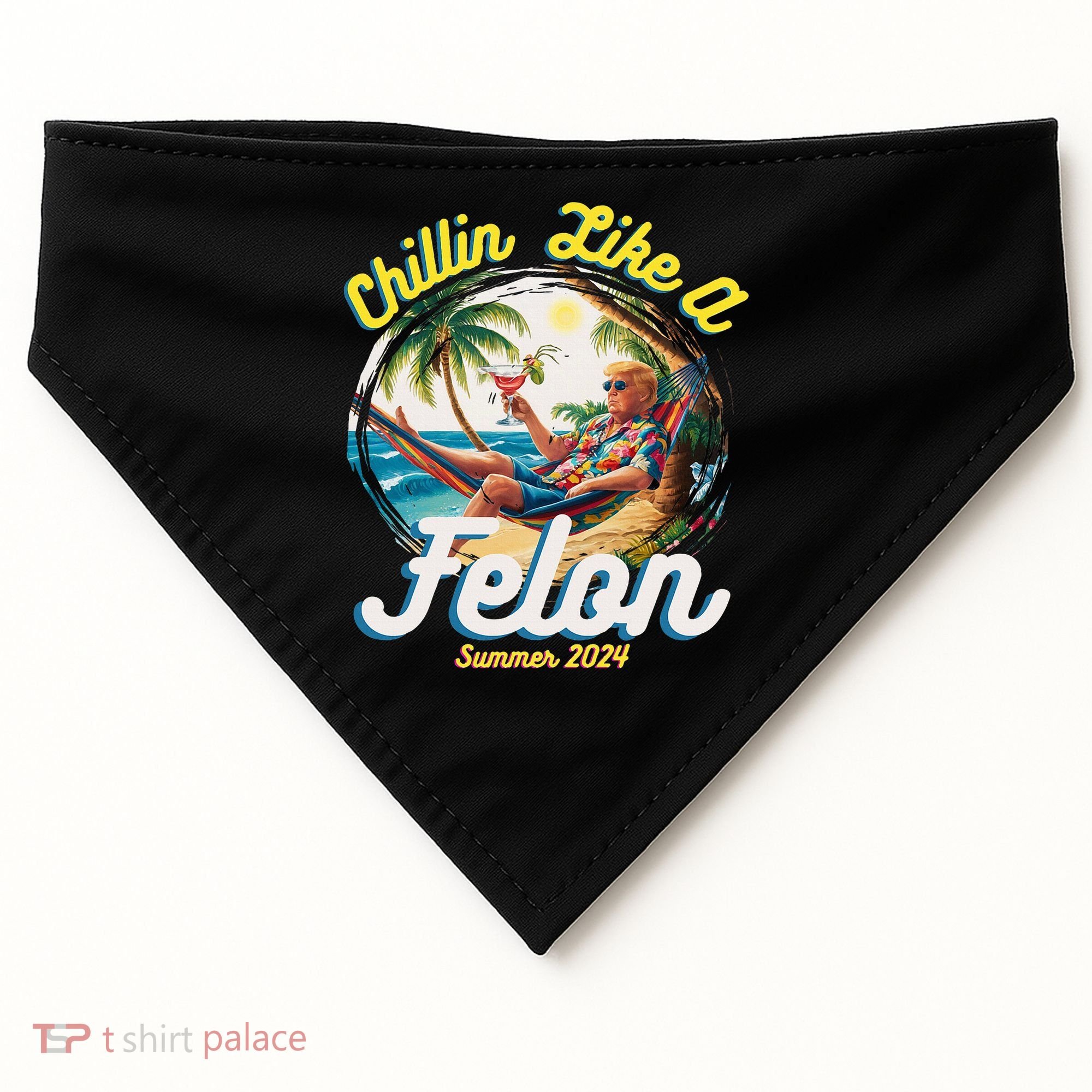 Funny Chillin Like A Felon Summer 2024 2024 Trump Supporter USA-Made Doggie Bandana