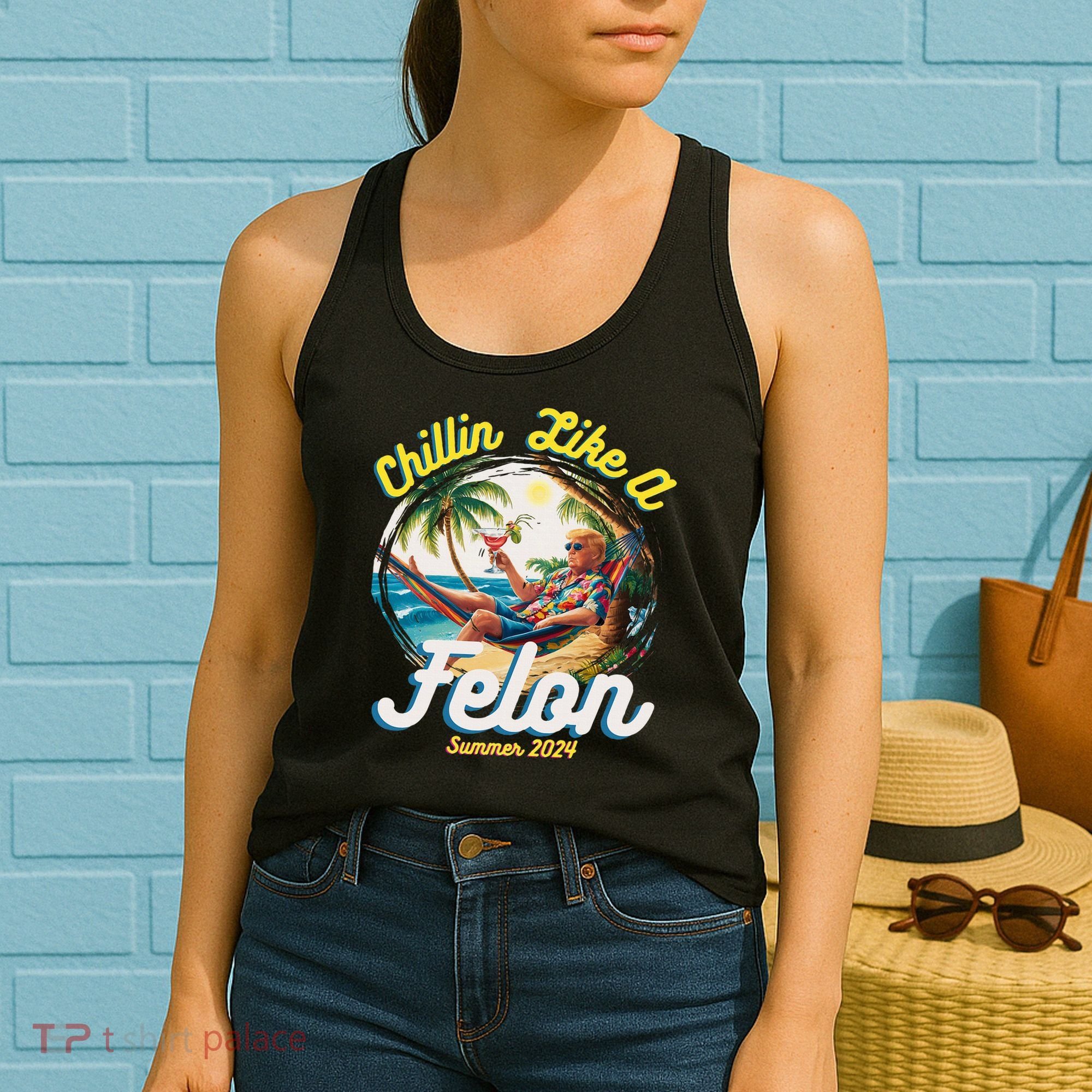 Funny Chillin Like A Felon Summer 2024 2024 Trump Supporter Women's Tank Top