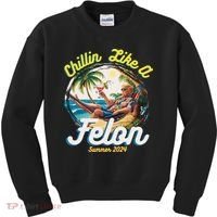 Funny Chillin Like A Felon Summer 2024 2024 Trump Supporter Kids Sweatshirt thumb 0