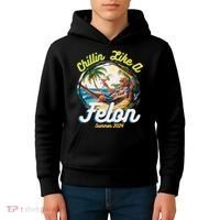 Funny Chillin Like A Felon Summer 2024 2024 Trump Supporter Kids Hoodie thumb 4