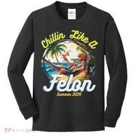Funny Chillin Like A Felon Summer 2024 2024 Trump Supporter Kids Long Sleeve Shirt thumb 0