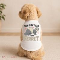 Funny Cute Life Is Better With Ferret Doggie Tank thumb 2