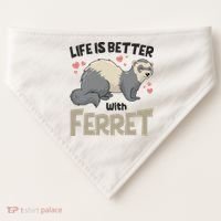 Funny Cute Life Is Better With Ferret USA-Made Doggie Bandana thumb 0