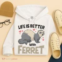 Funny Cute Life Is Better With Ferret Hoodie thumb 4