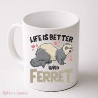 Funny Cute Life Is Better With Ferret Coffee Mug thumb 0