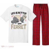 Funny Cute Life Is Better With Ferret Pajama Set thumb 0