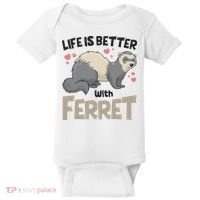 Funny Cute Life Is Better With Ferret Baby Bodysuit thumb 0