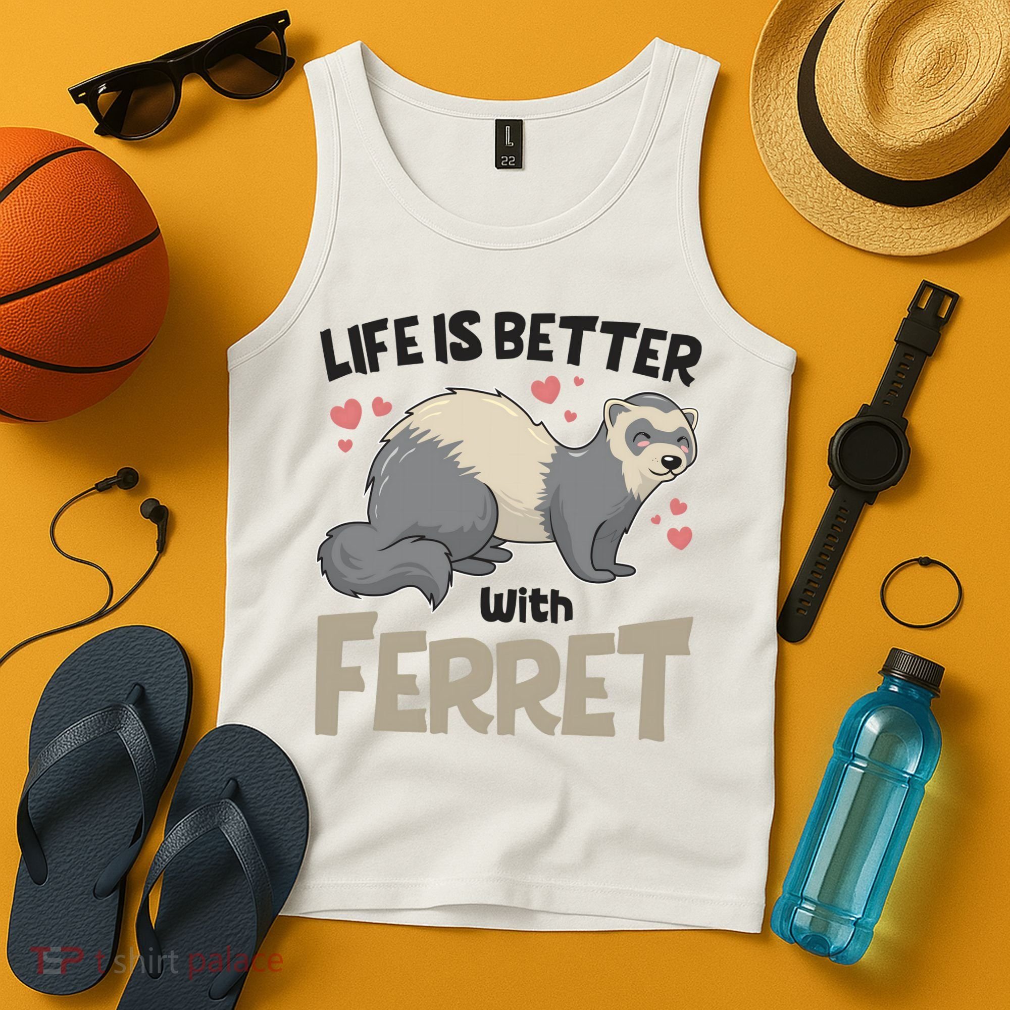 Funny Cute Life Is Better With Ferret Tank Top