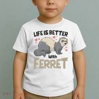Funny Cute Life Is Better With Ferret Toddler T-Shirt thumb 2