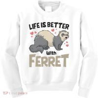 Funny Cute Life Is Better With Ferret Kids Sweatshirt thumb 0