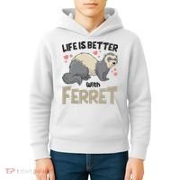 Funny Cute Life Is Better With Ferret Kids Hoodie thumb 4