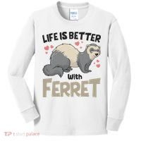 Funny Cute Life Is Better With Ferret Kids Long Sleeve Shirt thumb 0