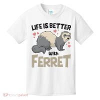 Funny Cute Life Is Better With Ferret Kids T-Shirt thumb 0