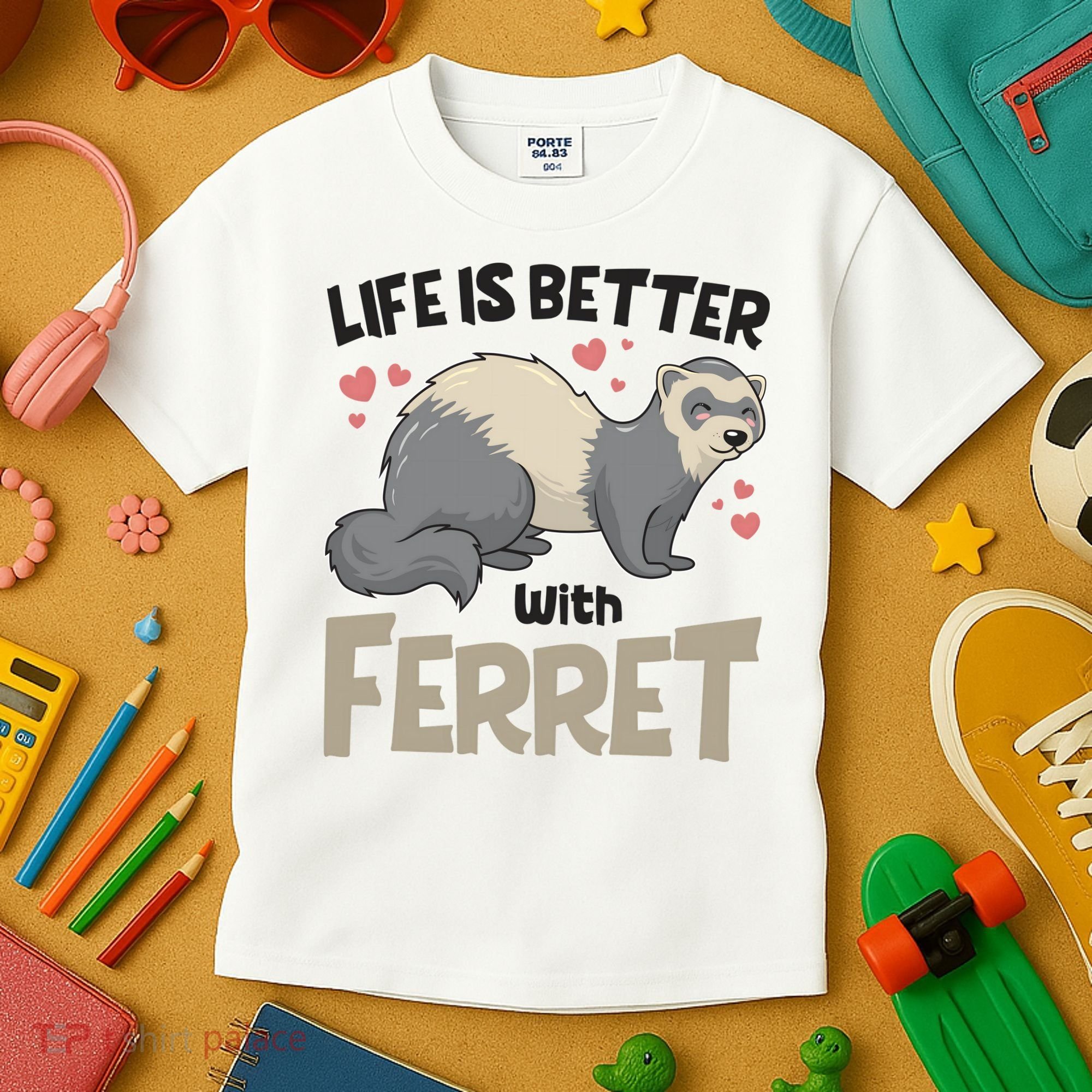 Funny Cute Life Is Better With Ferret Kids T-Shirt