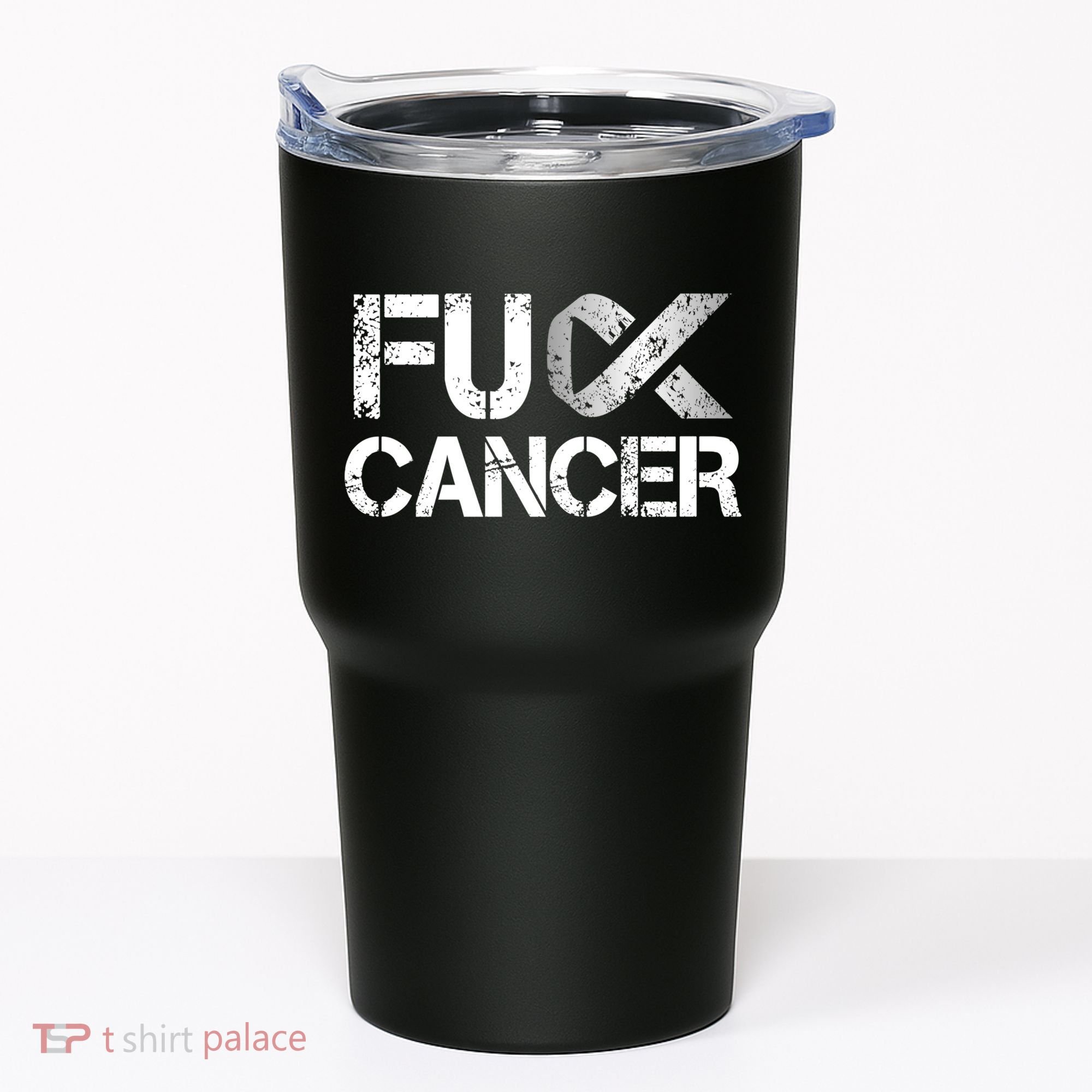 Fuck Cancer Lung Cancer Support Ribbon Gift Tumbler