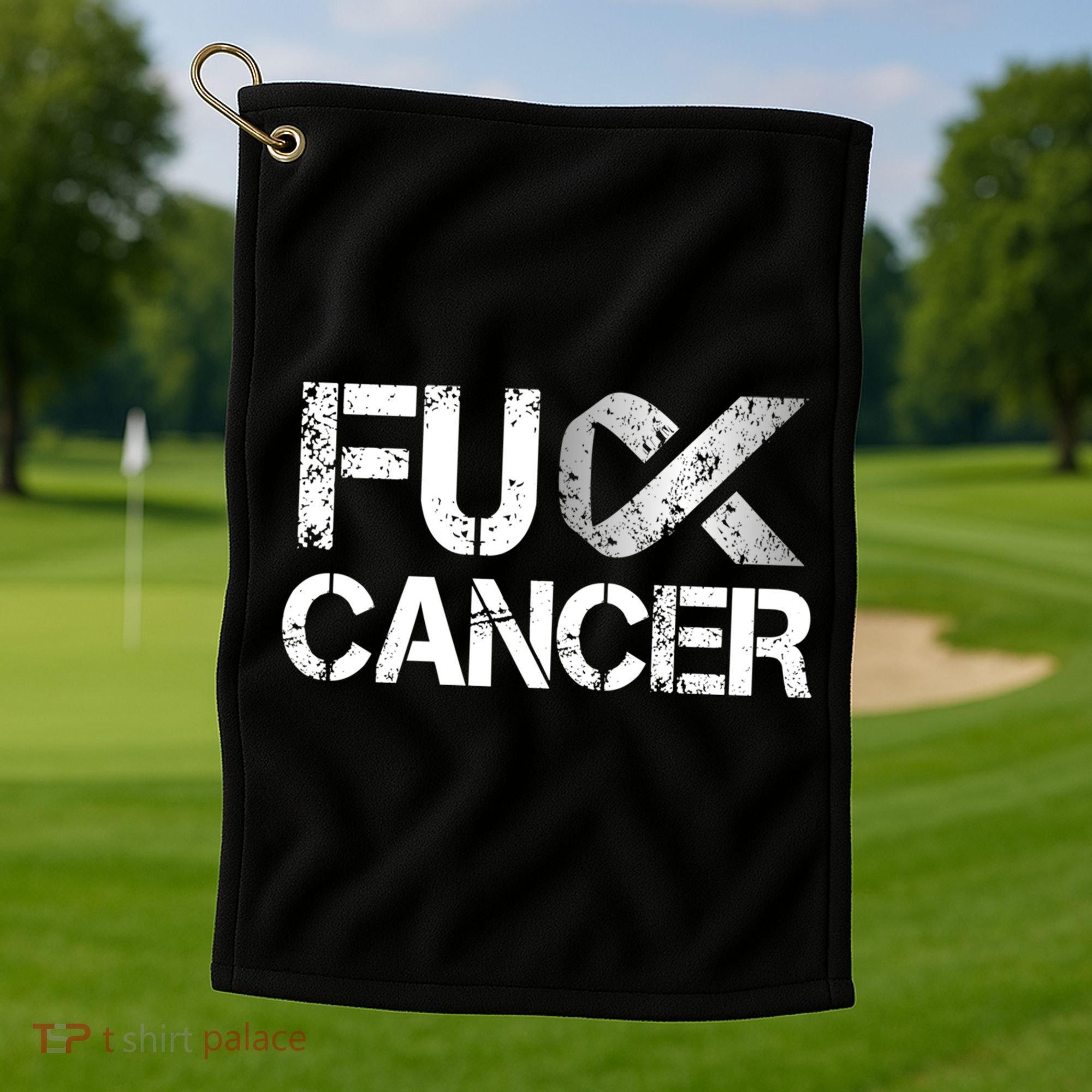 Fuck Cancer Lung Cancer Support Ribbon Gift Golf Towel