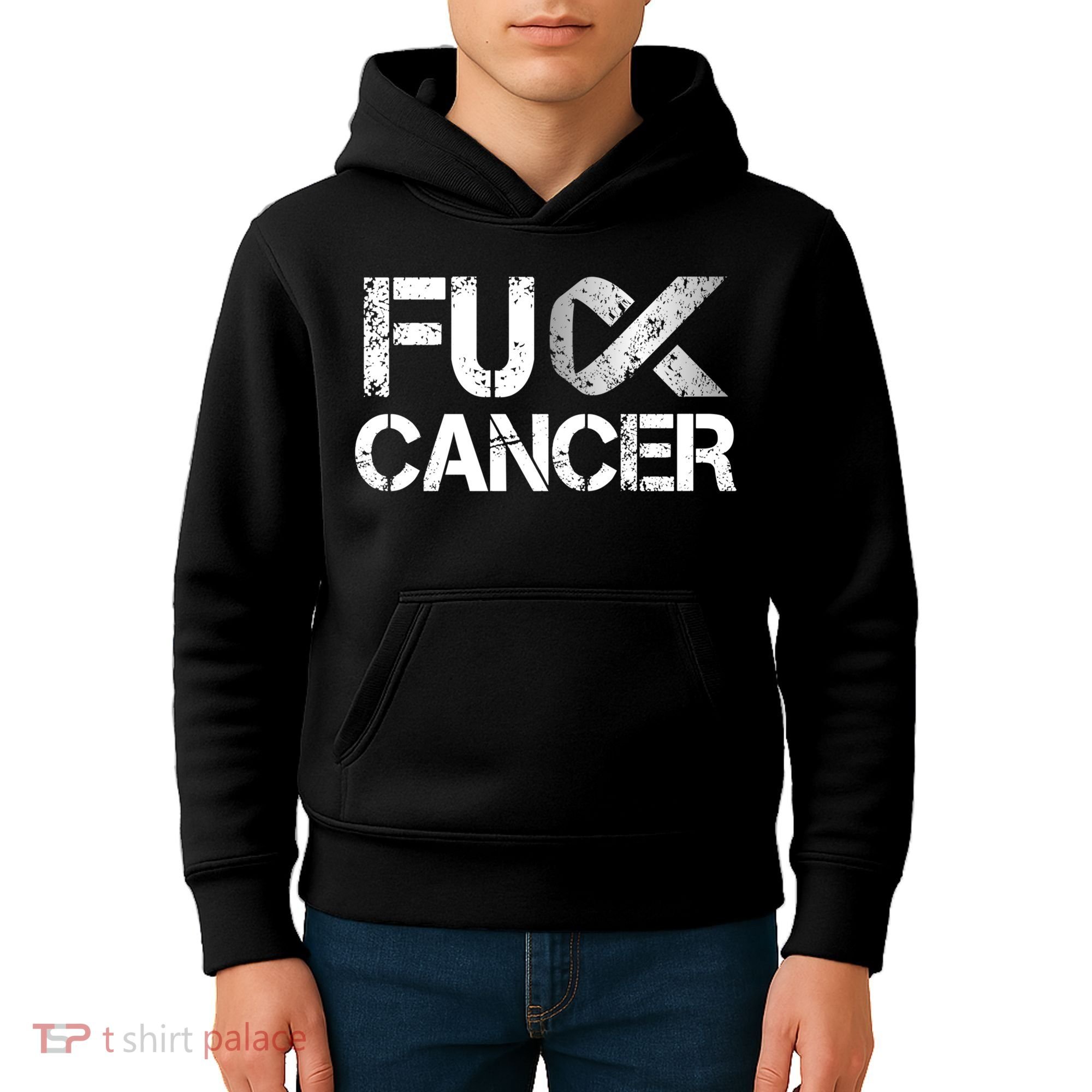 Fuck Cancer Lung Cancer Support Ribbon Gift Kids Hoodie