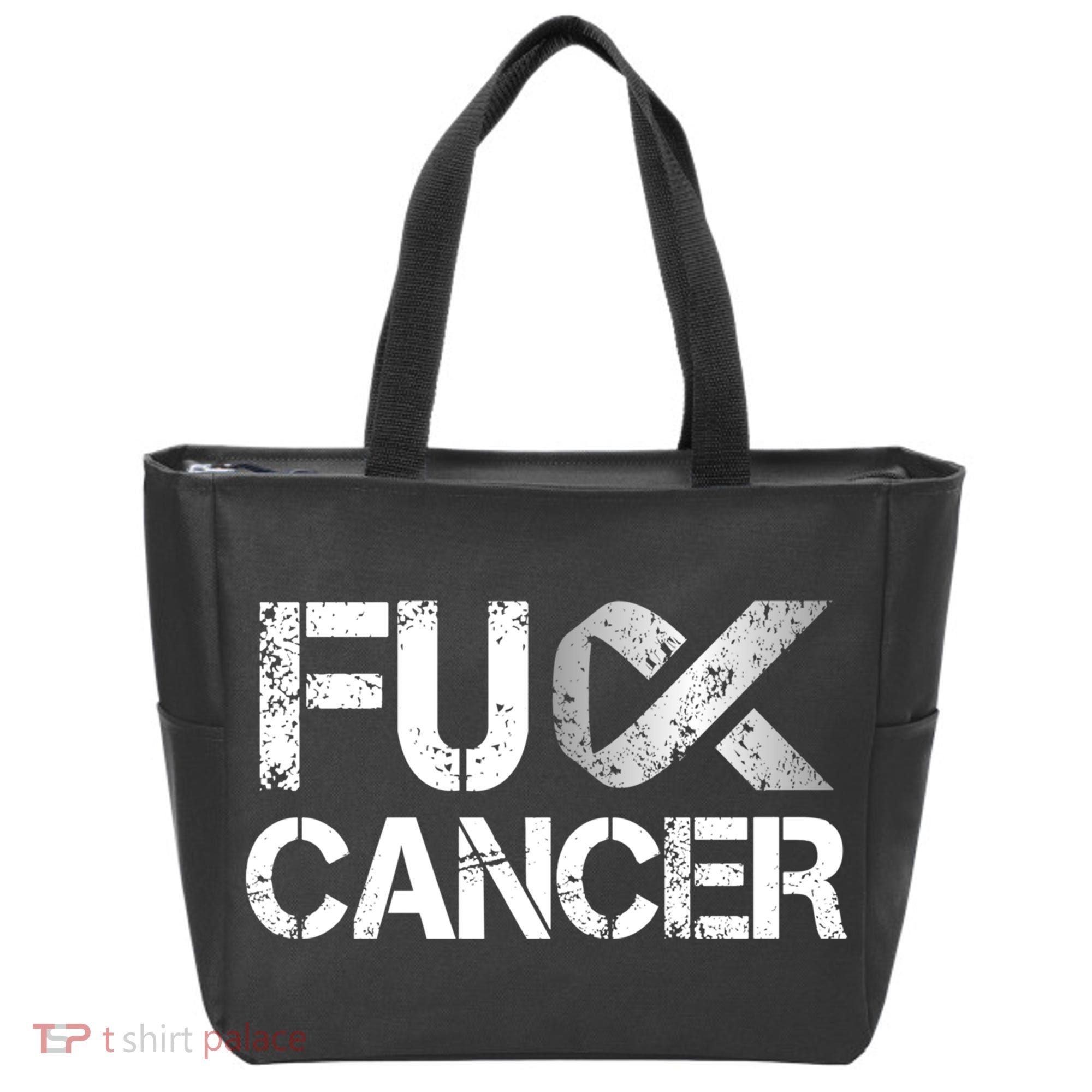 Fuck Cancer Lung Cancer Support Ribbon Gift Tote Bag