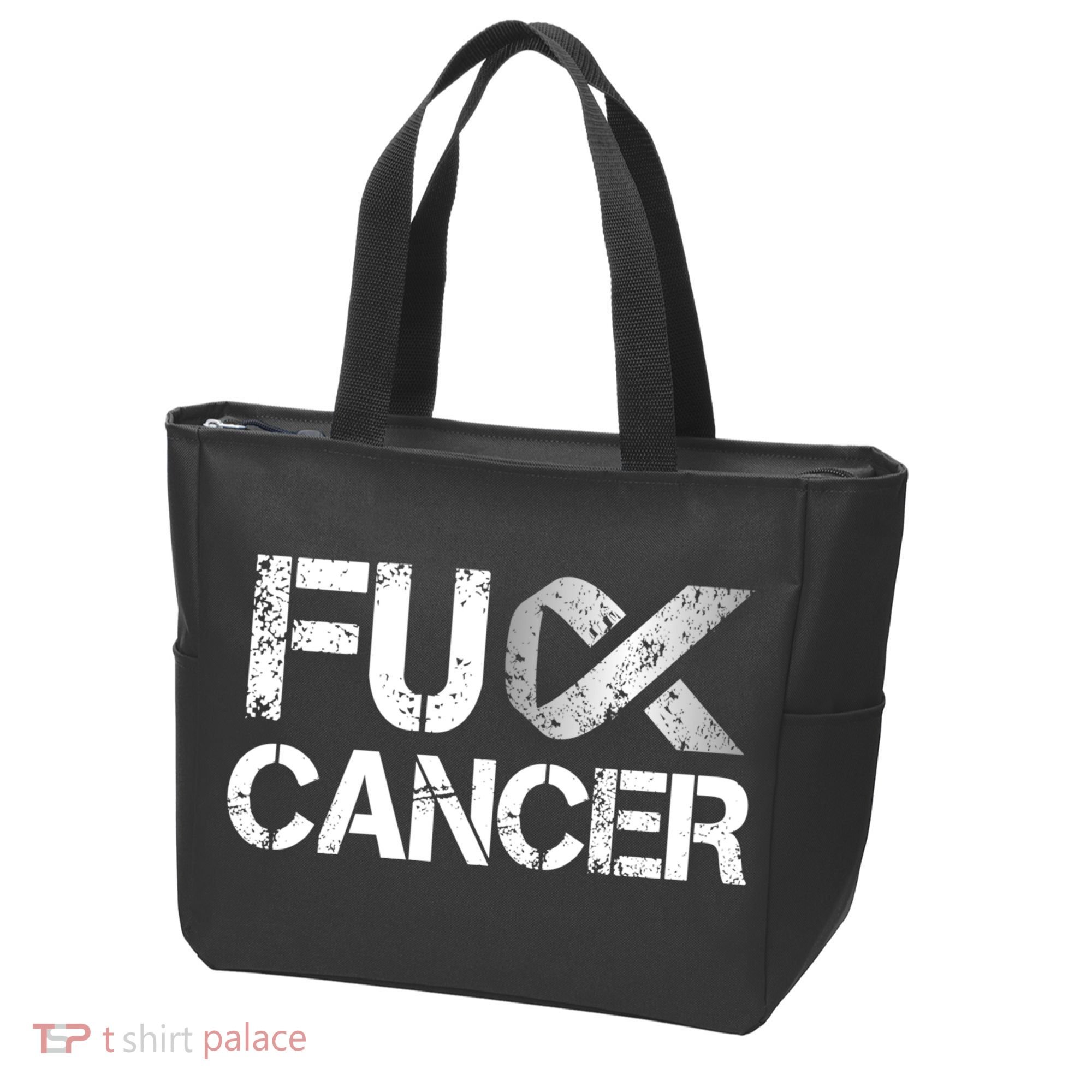 Fuck Cancer Lung Cancer Support Ribbon Gift Tote Bag