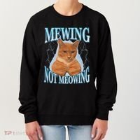 Funny Cat Meme Mewing Looksmax Meowing Cat Trend Women's Sweatshirt thumb 0