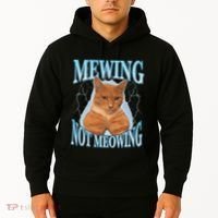 Funny Cat Meme Mewing Looksmax Meowing Cat Trend Hoodie thumb 2
