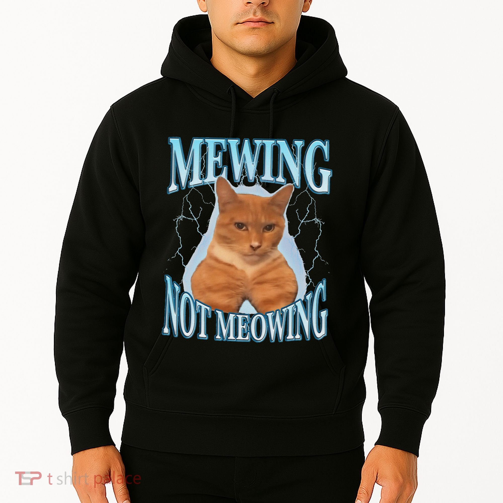 Funny Cat Meme Mewing Looksmax Meowing Cat Trend Hoodie