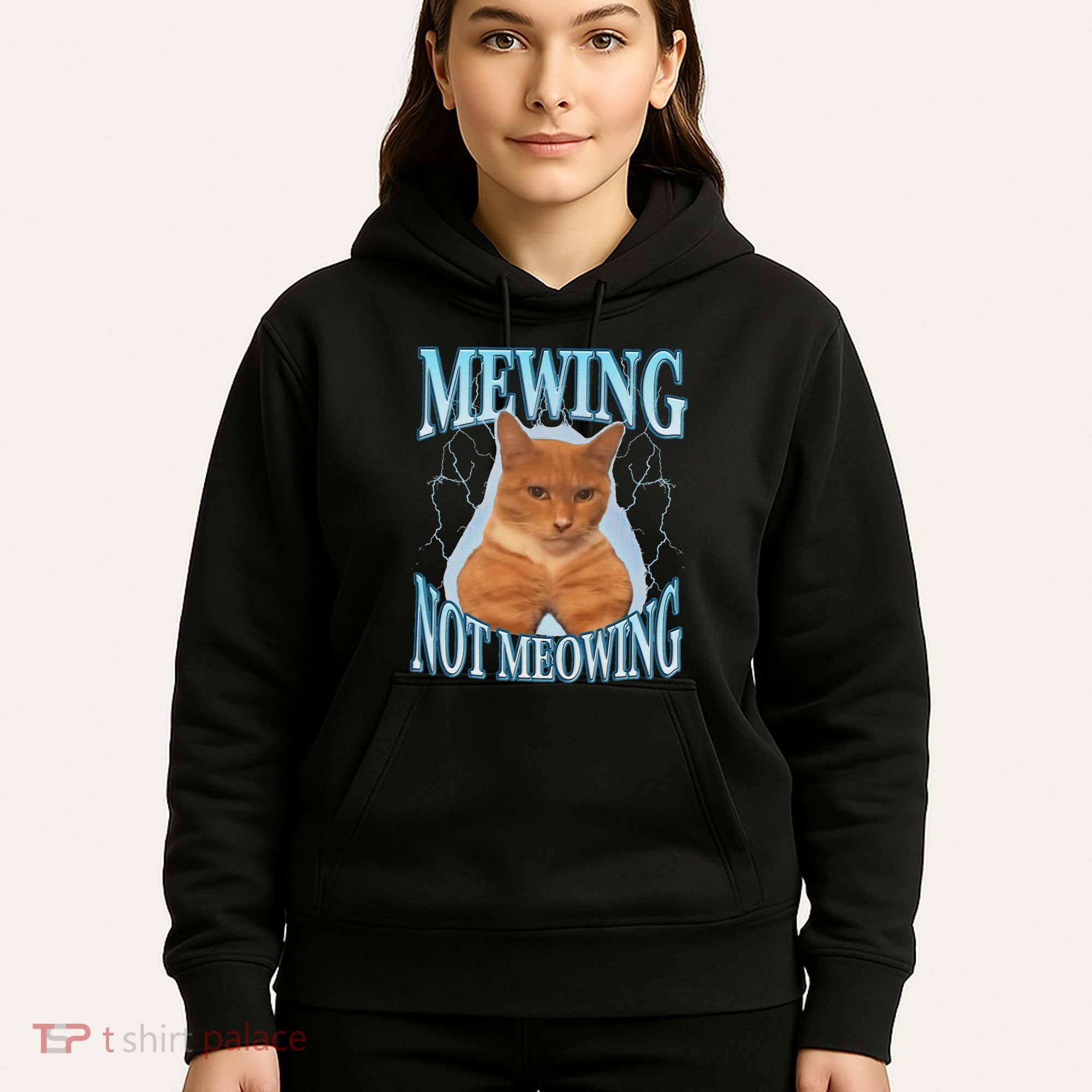 Funny Cat Meme Mewing Looksmax Meowing Cat Trend Hoodie