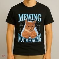 Funny Cat Meme Mewing Looksmax Meowing Cat Trend T-Shirt thumb 3
