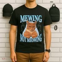 Funny Cat Meme Mewing Looksmax Meowing Cat Trend T-Shirt thumb 6