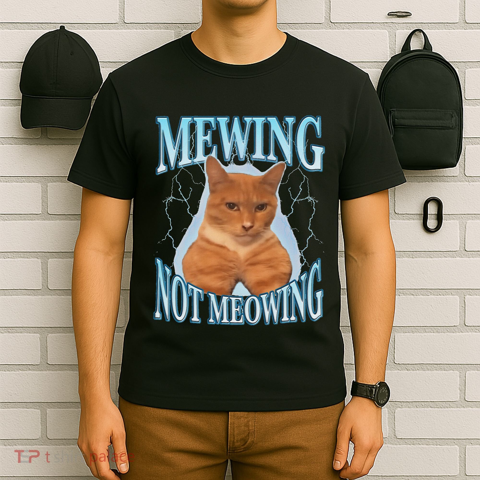Funny Cat Meme Mewing Looksmax Meowing Cat Trend T-Shirt