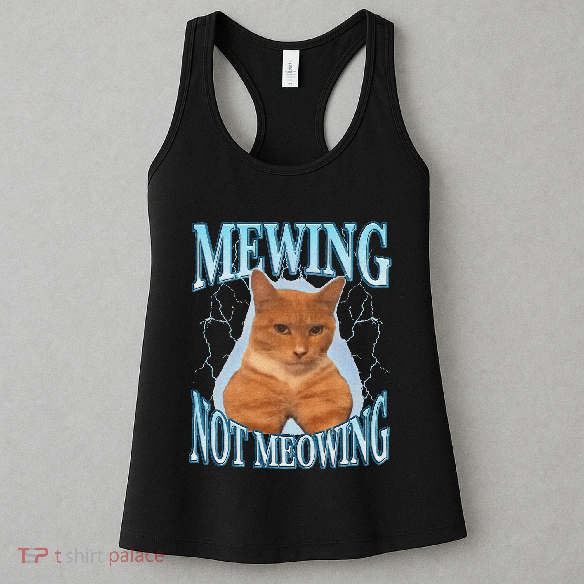 Funny Cat Meme Mewing Looksmax Meowing Cat Trend Women's Tank Top